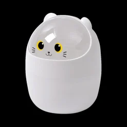 Ygo Afvalemmertje WHITE CAT Wit| Decoratieve Accessoires|Tapijten