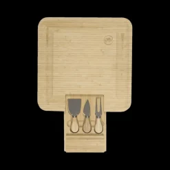 Ygo Aperoplank QUESO met Bestek 3Del. Bamboe| Servies|Tafelaccessoires