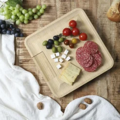Ygo Aperoplank QUESO met Bestek 3Del. Bamboe| Servies|Tafelaccessoires