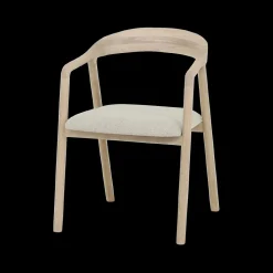 Ygo Armstoel SKYE Bouclé Beige - Poot Lichte Eik| Stoelen