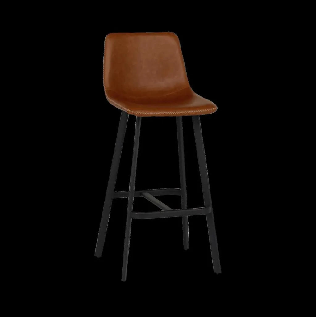 Ygo Barstoel AMBROS PU retro leather look brandy 691B - ZH76,5cm| Barkrukken