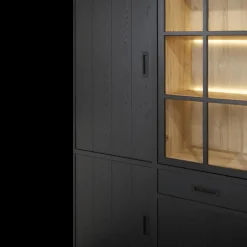 Ygo Bibliotheek WINSTON Zwart B240| Vitrinekasten|Boekenkasten