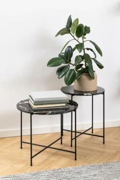 Ygo Bijzettafel FREJA Black Art. Marble Stone| Salontafels & Bijzettafels