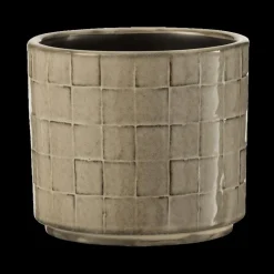 Ygo Bloempot Keramiek Beige/Grijs S| Woondecoratie