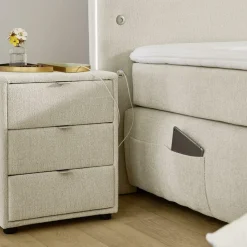 Ygo Boxspring LELYSTAD Chenille beige 180x200| Boxsprings