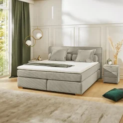 Ygo Boxspring TILBURG Ribfluweel 426/17 Greige 180x200| Boxsprings