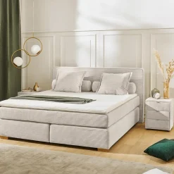 Ygo Boxspring TILBURG Ribfluweel 426/07 Beige 140x200| Boxsprings