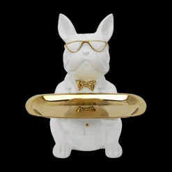 Ygo Bulldog BULL Plateau Wit/Goud| Woondecoratie