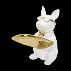Ygo Bulldog BULL Plateau Wit/Goud| Woondecoratie