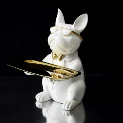 Ygo Bulldog BULL Plateau Wit/Goud| Woondecoratie