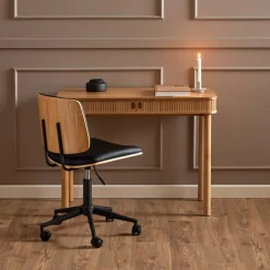 Ygo Bureaustoel MIKKEL PU Zwart/Eik Fineer| Bureaustoelen