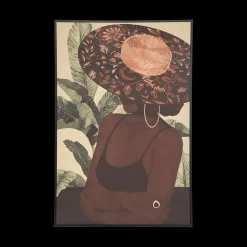Ygo Canvas LADY M/Hoed Bruin/Zwart| Wanddecoratie
