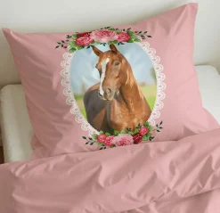 Ygo Dekbedovertrek CUTE HORSE 140 Roze| Slaapkamer|Kinderdekbedovertrekken