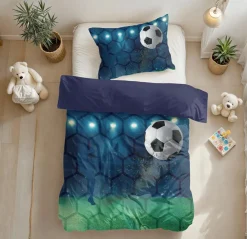 Ygo Dekbedovertrek LIVE FOOTBALL 140 Blauw| Slaapkamer|Kinderdekbedovertrekken