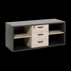 Ygo Dossierkast Laag UPGRADE Zwart/Kastanje B144| Bureau- En Boekenkasten