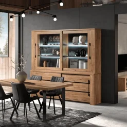 Ygo Dressoir met opzetkast SANS Scarlet Oak B230| Vitrinekasten