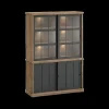 Ygo Dressoir met Opzetkast TOLUCA Old Teak/Zwart B144| Vitrinekasten