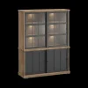 Ygo Dressoir met Opzetkast TOLUCA Old Teak/Zwart B159| Vitrinekasten