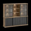 Ygo Dressoir met Opzetkast TOLUCA Old Teak/Zwart B233| Vitrinekasten