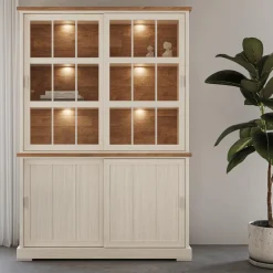 Ygo Dressoir met Opzetkast TOLUCA Lariks/Old Teak B144| Vitrinekasten