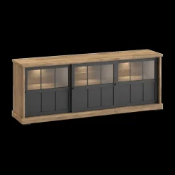 Ygo Dressoir TOLUCA Old teak/Zwart met Glas B233| Dressoirs