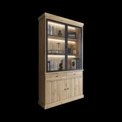 Ygo Eetkamer CASTELLO: Dressoir + Vitrinekast + Eettafel 180 + 4x Stoelen ALBA Plume| Woon- En Eetkamers