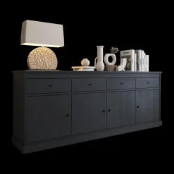 Ygo Eetkamer CASTELLO: Dressoir + Vitrinekast + Tafel 180x98 + 4X stoelen ERVI Cream| Woon- En Eetkamers