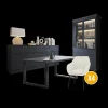 Ygo Eetkamer CASTELLO: Dressoir + Vitrinekast + Tafel 210x98 + 4X stoelen BAVO Bouclé| Woon- En Eetkamers