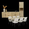 Ygo Eetkamer JAKARTA: Dressoir + Barkast smal + Tafel 225x100 + 4x stoelen ALICIA Touch Pearl| Woon- En Eetkamers