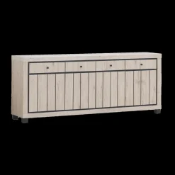 Ygo Eetkamer JASMUND: Dressoir + Glaskast B132,5 + Eettafel 190x95 + 4x Stoelen Dodge| Woon- En Eetkamers