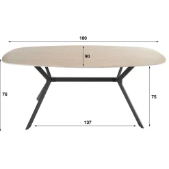 Ygo Eettafel CEZANNE Deens Ovaal Keramiek Travertin 180x90| Eettafels