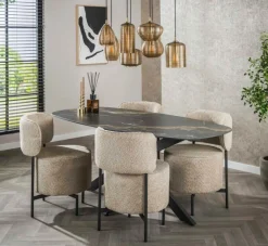 Ygo Eettafel DELANO Deens Ovaal 180x90 Keramiek Zwart| Eettafels