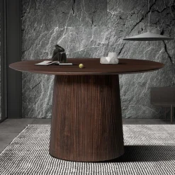 Ygo Eettafel DOMINGO Mango Donkerbruin Ø130| Eettafels