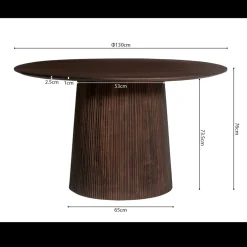 Ygo Eettafel DOMINGO Mango Donkerbruin Ø130| Eettafels