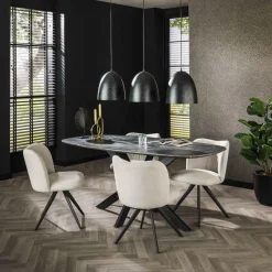 Ygo Eettafel ENRICO Marmerlook Zwart 180x90| Eettafels