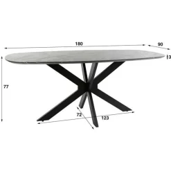 Ygo Eettafel ENRICO Marmerlook Zwart 180x90| Eettafels