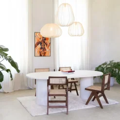 Ygo Eettafel ITHAKA Ovaal 220x110 Microcement Kolompoot| Eettafels