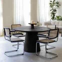 Ygo Eettafel MARANZA Ø130 Mangohout Zwart| Eettafels