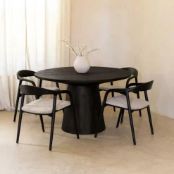 Ygo Eettafel MARANZA Ø130 Mangohout Zwart| Eettafels