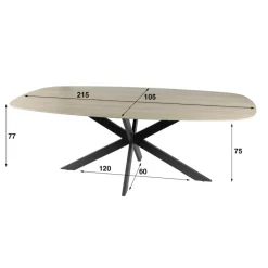 Ygo Eettafel SANCHO Keramiek Travertin 215x105| Eettafels