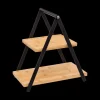 Ygo Etagère APRIX 2Niv. Met. Zwart/Bamboe| Tafelaccessoires|Servies