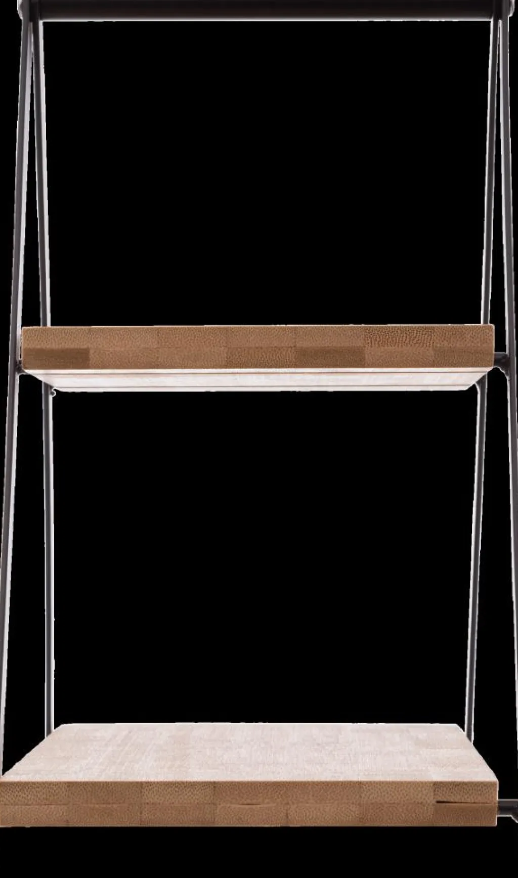 Ygo Etagère APRIX 2Niv. Met. Zwart/Bamboe| Tafelaccessoires|Servies