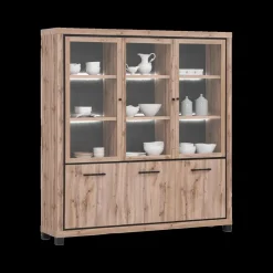 Ygo Glaskast DELPHINE 3D/Glas - 3D (incl. LED) B191| Vitrinekasten