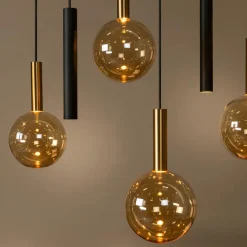 Ygo Hanglamp JOSIANE 12Del. Zwart/Amber| Hanglampen