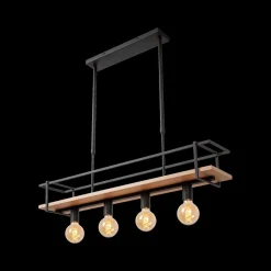Ygo Hanglamp MILONGA Met. Zwart/Hout| Hanglampen