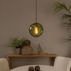 Ygo Hanglamp MONSARAZ 1Del. Glas Groen| Hanglampen