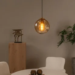 Ygo Hanglamp MONSARAZ 1Del. Glas Amber| Hanglampen