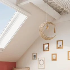 Ygo Hanglamp MOON Maan Touw Naturel| Decoratieve Accessoires|Kinderverlichting