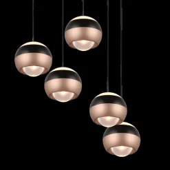 Ygo Hanglamp ORBIT 5Del. Rond Zwart/Coffee| Hanglampen
