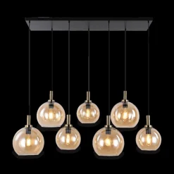 Ygo Hanglamp OSIRA 7Del. Zwart/Glas Amber| Hanglampen